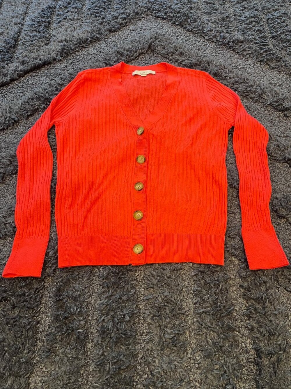 LOFT Ribbed Lightweight Cardigan w/ Button Front | Women’s Medium